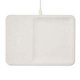 Courant Catch:3 Essentials - Belgian Linen Wireless Charging Station and Valet Tray (Natural) - Qi...
