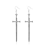 Fuqimanman2020 Unique Retro Gothic Long Sword Hook Earrings Vintage Silver Punk Style Knife Dangle...