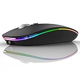 LED Wireless Mouse, Uiosmuph G12 Slim Rechargeable Wireless Silent Mouse, 2.4G Portable USB Optical...