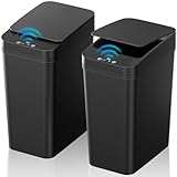 Bathroom Trash Can with Lid, KOEYLE 2 Pack 2.2 Gallon Automatic Touchless Garbage Can, Small Motion...