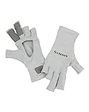 Simms SolarFlex UPF 50 Fingerless Fishing Gloves, Unisex, Sterling, Large
