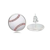 Baseball Stud Earrings, Baseball Earrings, Baseball Sport Jewelry, Mens Earrings, Baseball Player,...