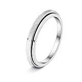 Diamday Fidget Rings for Women Men - 2mm Silver Spinner Stainless Steel Ring for Anxiety Stress...