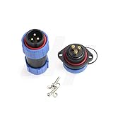HangTon HE21 3 Pin Waterproof Power Connector Male Plug Female Chassis Panel Socket for Outdoor...
