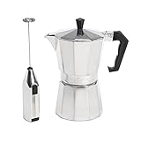 Primula Stovetop Espresso Maker and Handheld Electric Milk Frother Gift Set, Moka Pot for Classic...