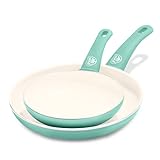 GreenLife Soft Grip Healthy Ceramic Nonstick 7' and 10' Frying Pan Skillet Set, PFAS-Free,...