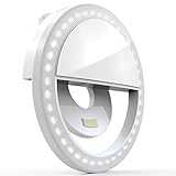 Auxiwa Clip on Selfie Ring Light [Rechargeable Battery] with 36 LED for Smart Phone Camera Round...