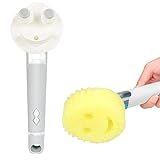 Round Smiley Face Sponge Soap Dispensing Handle with Smile Sponge Dish Wand Sponge Holder