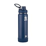 Takeya Actives Insulated Stainless Steel Water Bottle with Spout Lid, 24 Ounce, Midnight