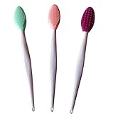 3 PCS Lip Scrub Brush, Double-Sided Mini Silicone Exfoliating Brush for Men Women, lip lightening...