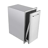 TIANAI 14' Single Pull-Out Trash Drawer Stainless Steel Outdoor Kitchen Trash Drawer Storage for One...