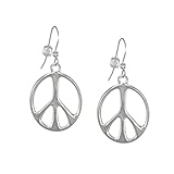 Modern Antique Silver Pewter Peace Sign Earrings – Sterling Silver Earwires