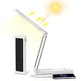 Solar LED Desk Lamp, Foldable Desk Light with Power Bank, Solar and USB Dual Recharging Table Lamp,...