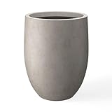 Kante 21.7' H Weathered Concrete Tall Planter, Large Outdoor Indoor Decorative Pot with Drainage...