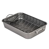 Glad Roasting Pan Nonstick 11x15 - Heavy Duty Metal Bakeware Dish with Rack - Large Oven Roaster...