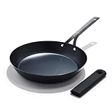 OXO Obsidian Pre-Seasoned Carbon Steel, 12' Frying Pan Skillet with Removable Silicone Handle...