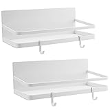 Bekith 2 Pack Magnetic Spice Rack Organizer with 4 Removable Hooks, Refrigerator Storage Shelf,...