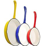Klee Enameled Cast Iron Skillet, Set of 3 (7-inch, 8.5-inch, 10-inch) - Multipurpose Cooking Pan...