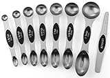 Spring Chef Magnetic Measuring Spoons Set, Dual Sided, Stainless Steel, Fits in Spice Jars, Black,...