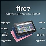 Fire 7 tablet, 7” display, 16 GB, 10 hours battery life, light and portable for entertainment at...