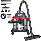 Stealth Wet/Dry Vacuum 5 Gallon, 5.5 Peak HP Stainless Steel Shop Vacuum with Blower for Home,...
