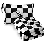 Travel Blanket and Pillow Compact, Premium Soft 2 in 1 Airplane Blanket with Soft Bag...