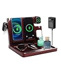 Nightstand Organizer with Dual Phone Wireless Charging Station for 2 iPhone,Apple Watch and...