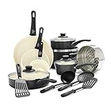 GreenLife Soft Grip Healthy Ceramic Nonstick 16 Piece Kitchen Cookware Pots and Frying Sauce Pans...