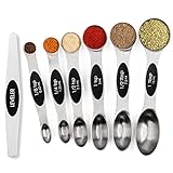 Magnetic Measuring Spoons Set Stainless Steel with Leveler, Stackable Metal Tablespoon Measure Spoon...