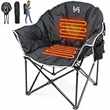 Barbella Heated Camping Chair, Padded Camp Chair Round Moon Saucer Folding Lawn Chair Outdoor Chair,...