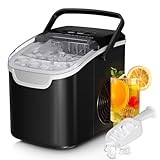 Countertop Ice Maker Machine, 8 Ice Cubes in 6 mins, 26lb/Day Ice with 2 Sizes- Portable Mini,...