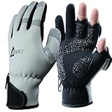 Drasry Neoprene Ice Fishing Gloves Touchscreen 3 Cut Fingers Warm Cold Weather Suitable for Men and...