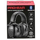 PROHEAR 037 Bluetooth 5.0 Hearing Protection Headphones with Rechargeable 1100mAh Battery, 25dB NRR...