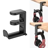 EURPMASK Rotating Headphone Stand - PC Gaming Headset Holder, Adjustable Clamp-on Under Desk Hanger...