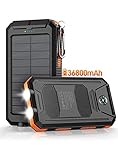 Power-Bank-Portable-Charger-Solar - 36800mAh Waterproof Portable External Backup Battery Charger...