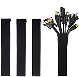 [4 Pack] JOTO Cable Management Sleeve, 19-20 Inch Cord Organizer System with Zipper for TV Computer...