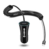 iPhone Car Charger - 24W/4.8A Fast Car Charger Adapter with Built-in Coil Cord, Lightning Fast...