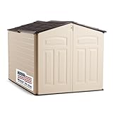 Rubbermaid Slide-Lid Resin Outdoor Storage Shed (5 x 6.5 Ft),Weather Resistant, Beige/Brown,...