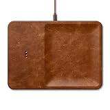 Courant Catch:3 Classics - Italian Leather Wireless Charging Station and Valet Tray (Saddle) -...