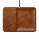 Courant CATCH:3 Classics - Italian Leather Wireless Charging Station and Valet Tray (Saddle) -...
