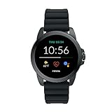 Fossil 44mm Gen 5E Stainless Steel and Silicone Touchscreen Smart Watch with Heart Rate, Color:...
