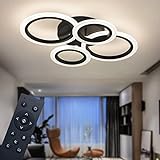 Shine LUEST 34W LED Modern Ceiling Light Black Flush Mount Ceiling Lighting Fixture with Remote,...