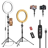 EMART 10' Ring Light with 55' Extendable Tripod Stands and Phone Holder, Dimmable LED Circle Round...