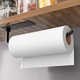 Paper Towel Holder - Self-Adhesive or Drilling, Matte Black, Upgraded Aluminum Kitchen Roll...
