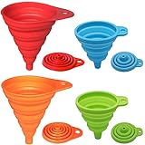 KongNai Kitchen Funnel Set 4 Pack, Small and Large, Kitchen Gadgets Accessories Foldable Silicone...