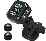 Motorcycle Wireless Tire Pressure Monitoring System, USB Rechargeable TPMS for Motorcycle with 2...