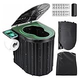 Sckee Camping Toilet, Portable Toilet for Adults, Portable Travel Folding Toilet with Lid and Paper...