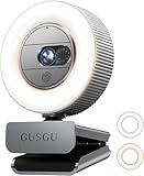 GUSGU G910 2K Quad HD Webcam for PC, with Microphone & Light & Privacy Cover, Web Camera for Desktop...