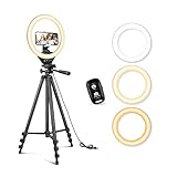 Sensyne 10'' Ring Light with 50'' Extendable Tripod Stand, LED Circle Lights with Phone Holder for...