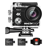 Dragon Touch 4K Action Camera 20MP Vision 3 Underwater Waterproof Camera 170° Wide Angle WiFi...